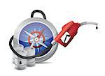 compass with a gas pump nozzle illustration design over a white background
