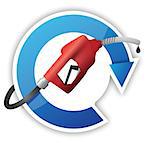 cycle with a gas pump nozzle illustration design over a white background
