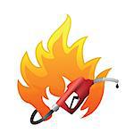 fire with a gas pump nozzle illustration design over a white background