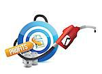 profits target with a gas pump nozzle illustration design over a white background
