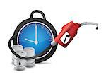 watch with a gas pump nozzle illustration design over a white background