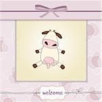 new baby girl announcement card with cow