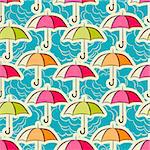 Vector illustration of seamless pattern with umbrellas