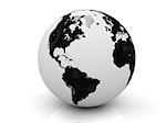 black and white globe 3D rendered