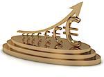 Gold statuette growth chart euros on a white background