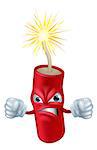 An illustration of an angry looking cartoon firecracker or stick of dynamite character or mascot