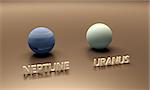 A rendered size-comparison sheet between the Planets Neptune and Uranus with captions.
