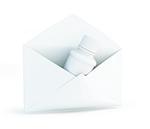 letter container for pills on a white background