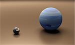 A rendered size-comparison sheet between the Planets Earth and Neptune.