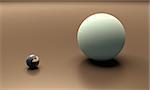 A rendered size-comparison sheet between the Planets Earth and Uranus.