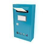 Inserting envelope into blue mailbox