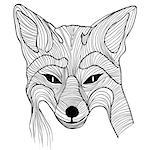 Fox animal sketch tattoo symbol illustration. Foxy dog t-shirt vector icon. Travel design.