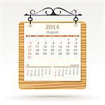 august 2014 - calendar - vector illustration