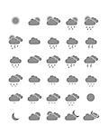 Collection of weather icons isolated on white background