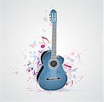 Music abstract  background with guitar and notes