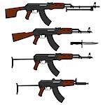 Layered vector illustration of different Assault rifles.