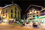 Illuminated Street of Megeve on Christmas Eve, French Alps, France