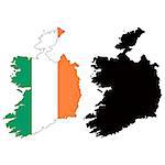Vector illustration map and flag of Ireland.