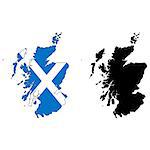 Vector illustration map and flag of Scotland.