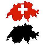 Vector illustration map and flag of Switzerland.