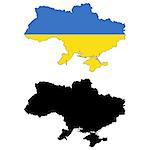 Vector illustration map and flag of Ukraine.