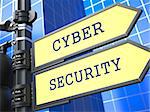 Business Concept. Cyber Security Sign on Blue Background.