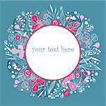 beautiful floral background with frame for text on a blue background