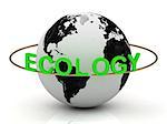 ECOLOGY inscription in green letters around the earth