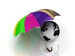 Abstraction of the globe under the colour umbrella. Protection of an environment