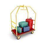 Luggage cart full with suitcases and bags