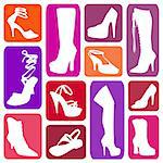 Wallpaper with women s shoes in colorful rectangles