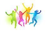 Colourful Jumping People. Healthly young people vector illustration