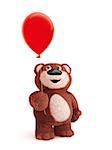 Illustration of Teddy Bear with Balloon on White Background