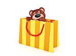 Illustration of Teddy Bear in Shopping Bag on White Background
