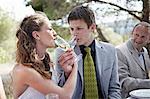 Bride And Groom Drinking Champagne, Croatia, Europe