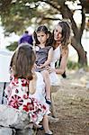 Bride With Two Children Outdoors, Croatia, Europe