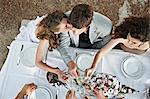 Wedding Couple On Wedding Table Outdoors, Croatia, Europe