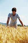 Man Standing In Wheat Field, Croatia, Dalmatia, Europe