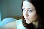 Woman with brown hair, looking away, Copenhagen, Denmark