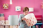 Woman Holding Lampshade, Munich, Bavaria, Germany, Europe