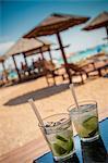 Two long drinks on beach, Dugi Otok, Dalmatia, Croatia