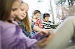 Children using digital tablet, Osijek, Croatia, Europe