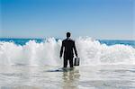 Attractive businessman into the sea