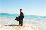 Businessman standing in the sea