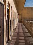 Corridor in balcony in courtyard of Hawa Mahal palace, Jaipur, India