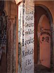 hand writings on the wall in street of old city, Jaipur, India