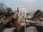 Discarded Door Amongst Rubble in Burnt Out Wasteland, Saint Denis, France