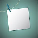 Note paper hang on string with clothes pin, vector illustration