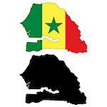 Vector illustration map and flag of Senegal.