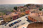 Aerial view on roofs and street of Diano D'Alba - small town in Piedmont, northern Italy.